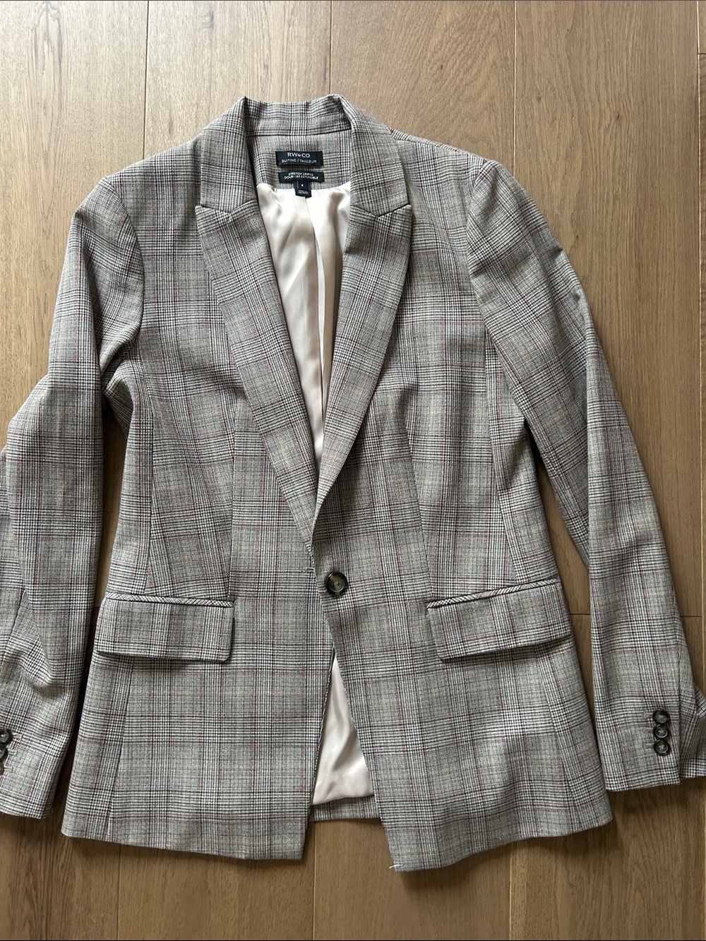 RW&Co Plaid Single-Button Blazer